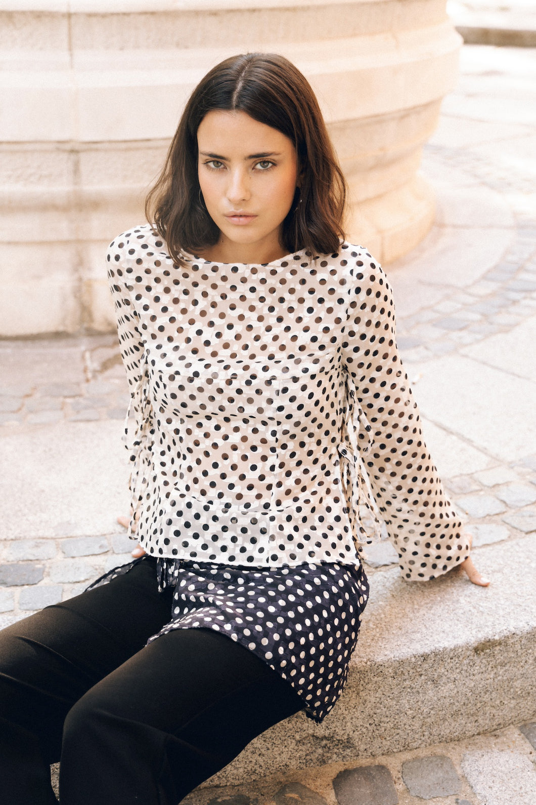 White polkadot Top
