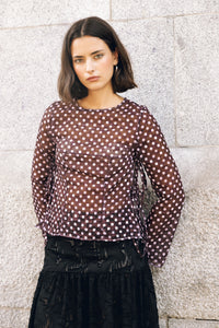 Burgundy polkadot Top