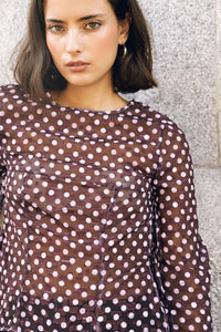 Burgundy polkadot Top